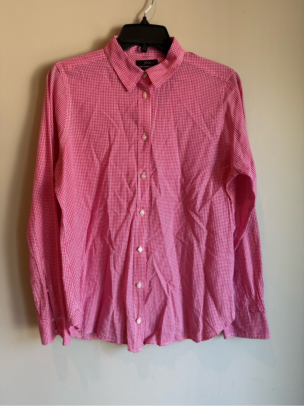 J. Crew Pink Gingham Button-Down Classic Fit Shirt Size 6